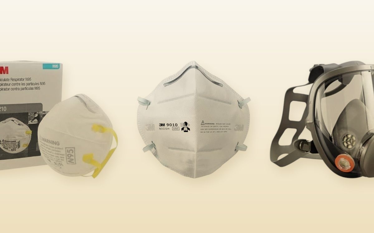 3M dust masks and a full-face respirator