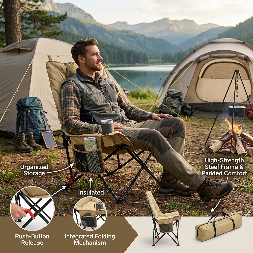 Ergonomic High Comfort Camping Chair - صورة 2