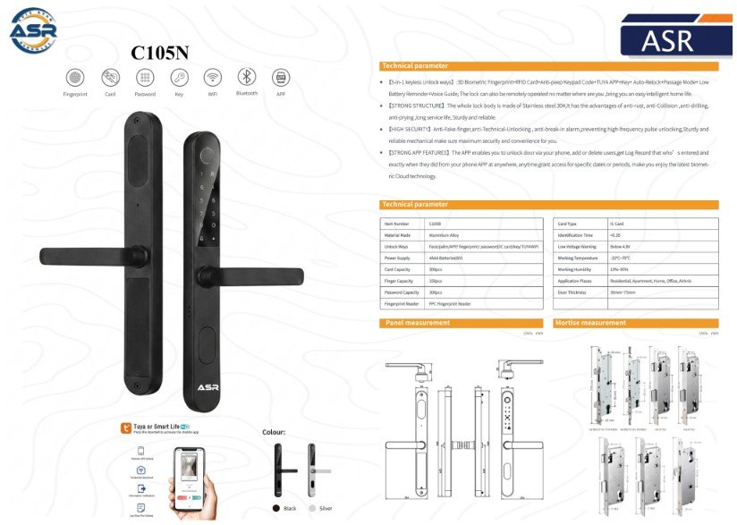 ASR C105N Smart Lock specifications