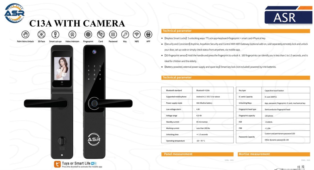 ASR C13A Smart Lock with Camera specifications