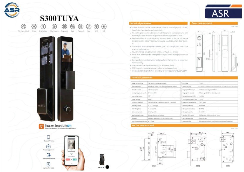 ASR S300 Tuya Smart Lock specifications
