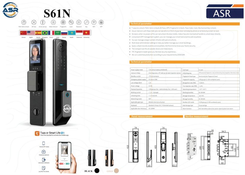 ASR S61N Smart Lock specifications