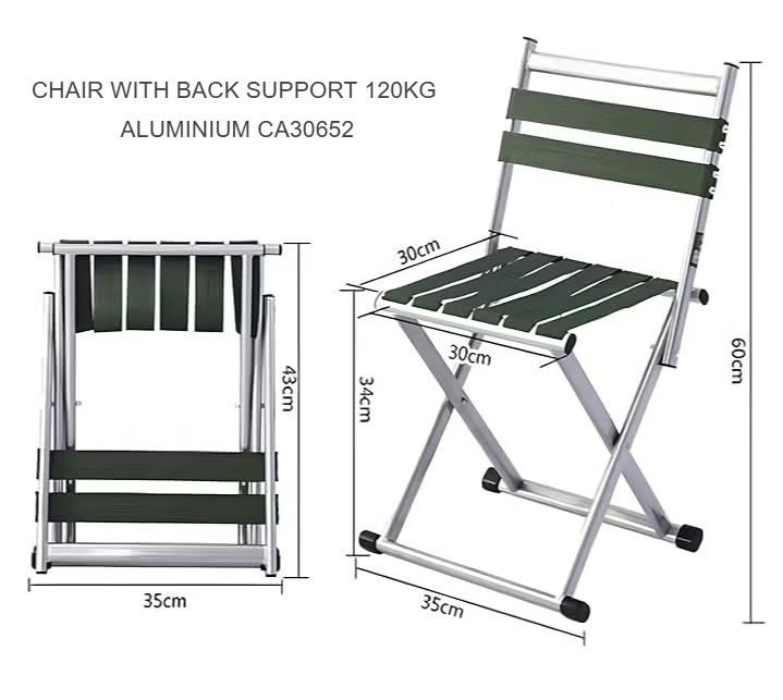 Folding Chair with Back Support 120kg Aluminium CA30652